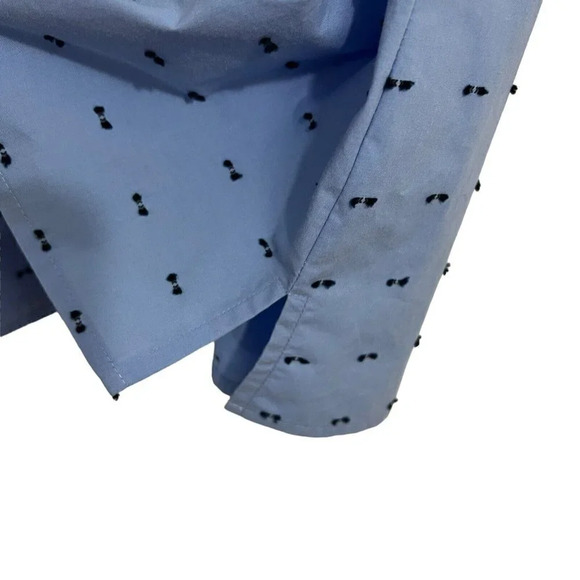 Van Heusen Light Blue Blouse Plus Size XXL Swiss Dot Keyhole on Backside of Neck - Picture 5 of 9